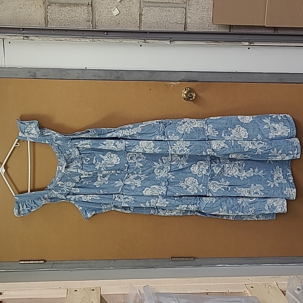 Blue Floral Sleeveless Dress